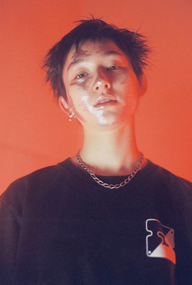 A.S.F. Look — model wearing Ying Yang Block tee, Black